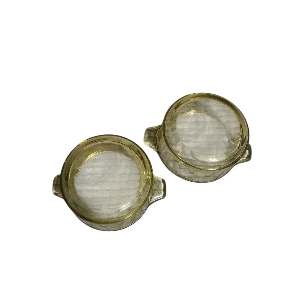 Vintage Pyr-O-Rey Dynaware‎ Amber Glass Ramekins Set of 2 Mexico Baking Dishes